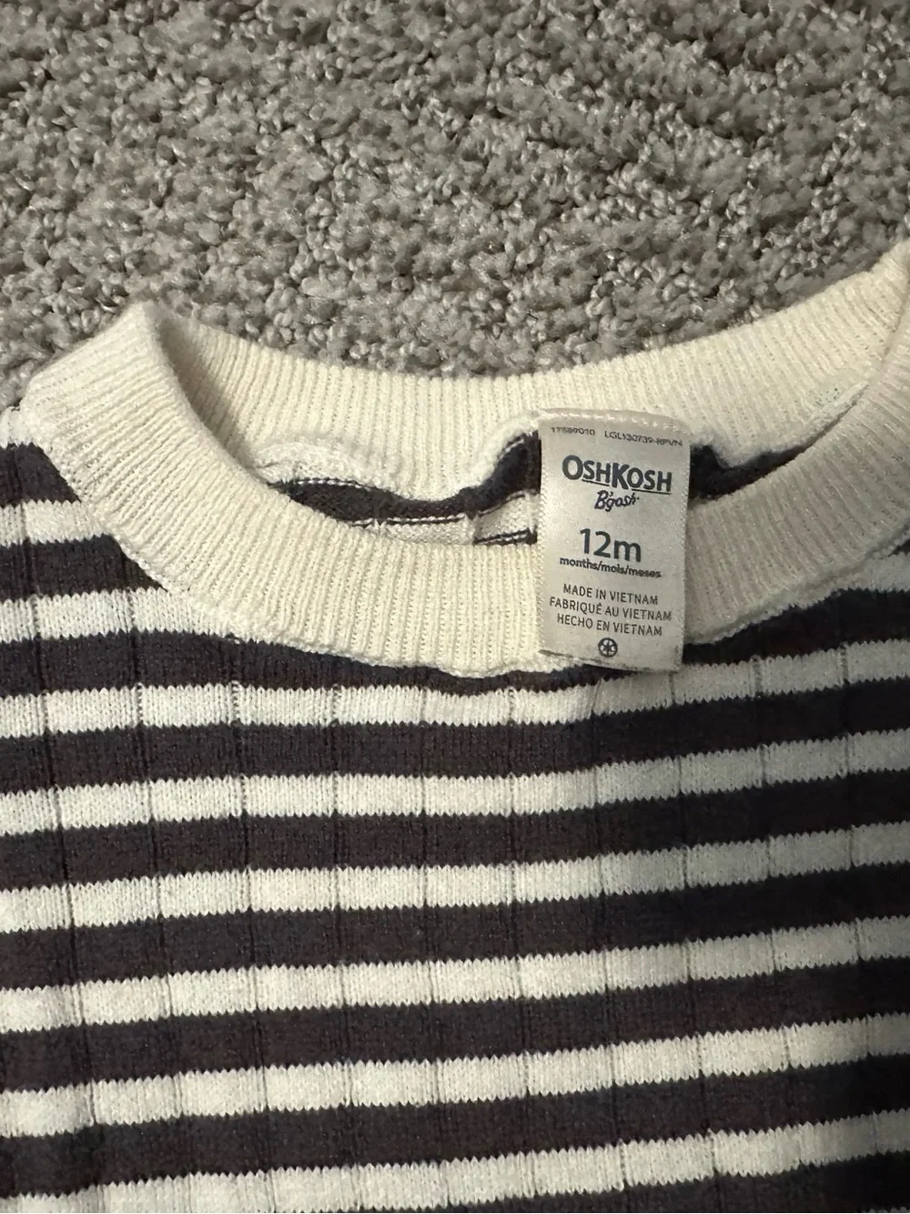 OshKosh B'gosh Black & White Stripe Ruffle Hem Sweater